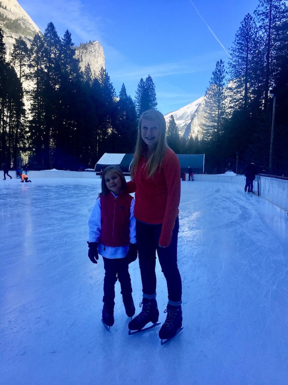 Girls skating at Curry Village Ice Rink