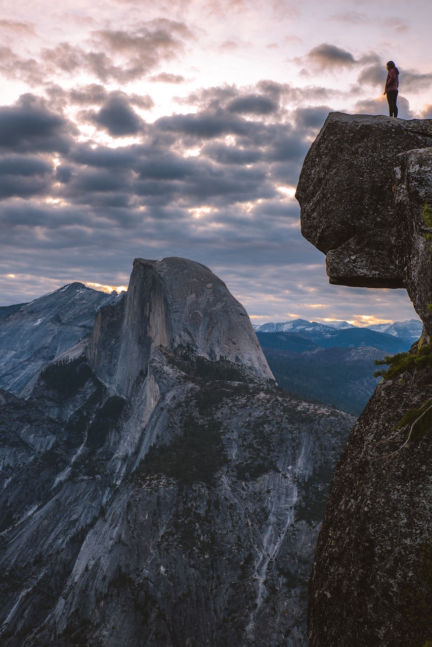 Yosemite's Half Dome and Taft Point at dusk